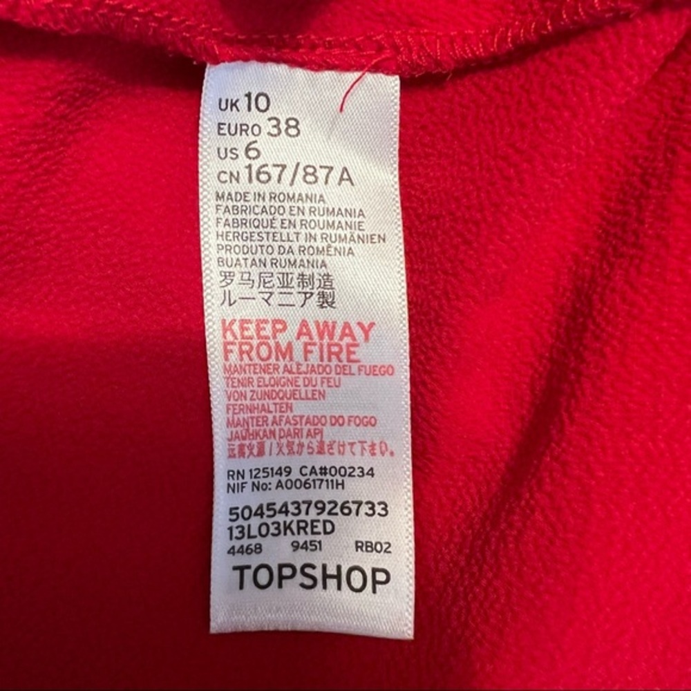 TopShop Cold Shoulder Top Ruffle Red 6 - Picture 12 of 13